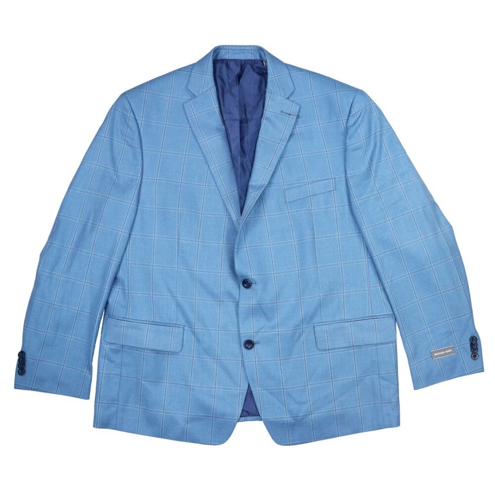 Michael Kors Oversized Checker 2-Button Sport Coat Blazer 46 Regular NWT Blue